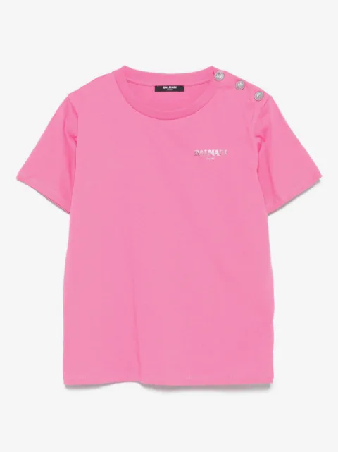Balmain Kids T-Shirt mit verzierten Knöpfen