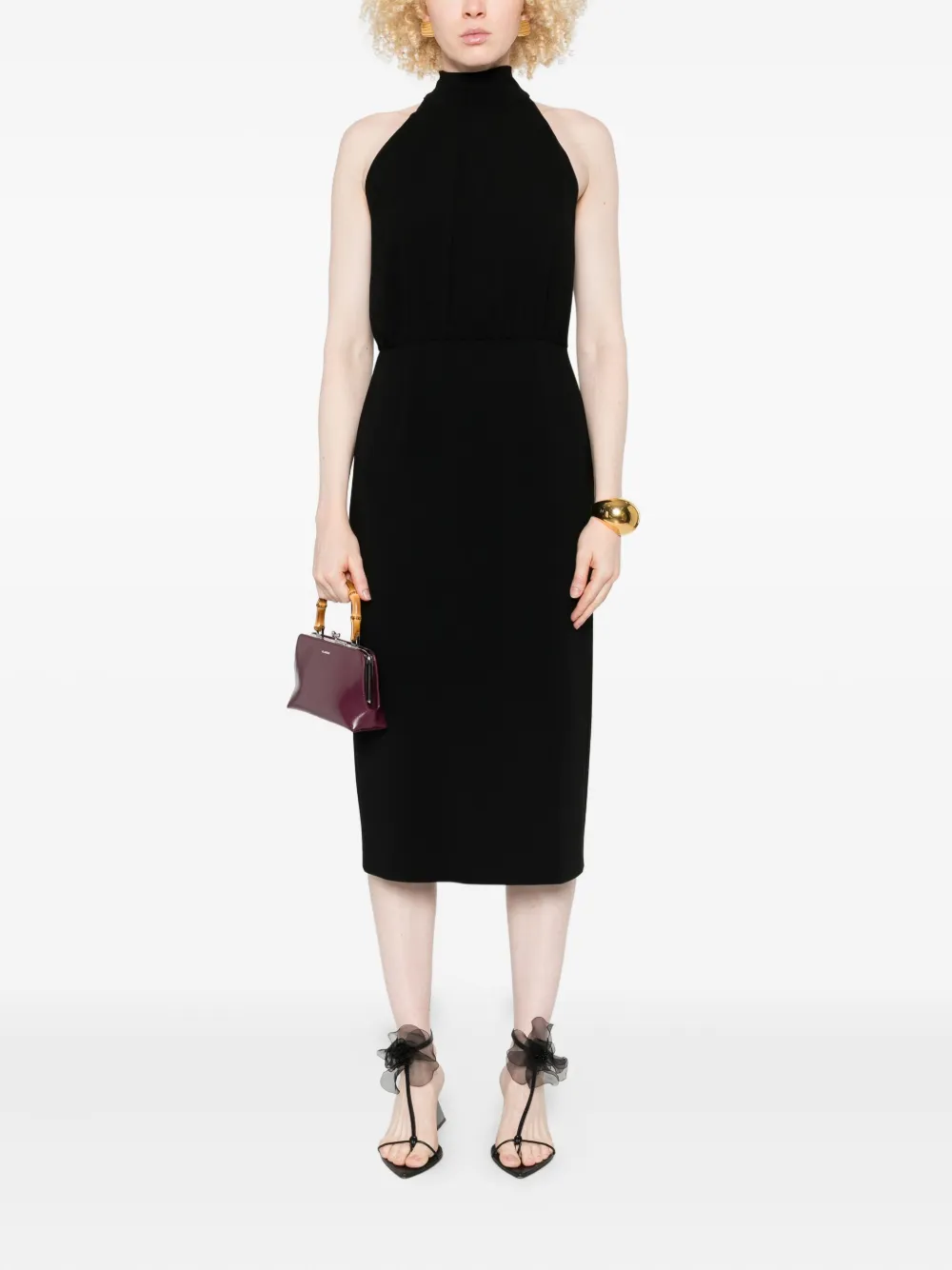 Max Mara halterneck sheath midi dress Zwart