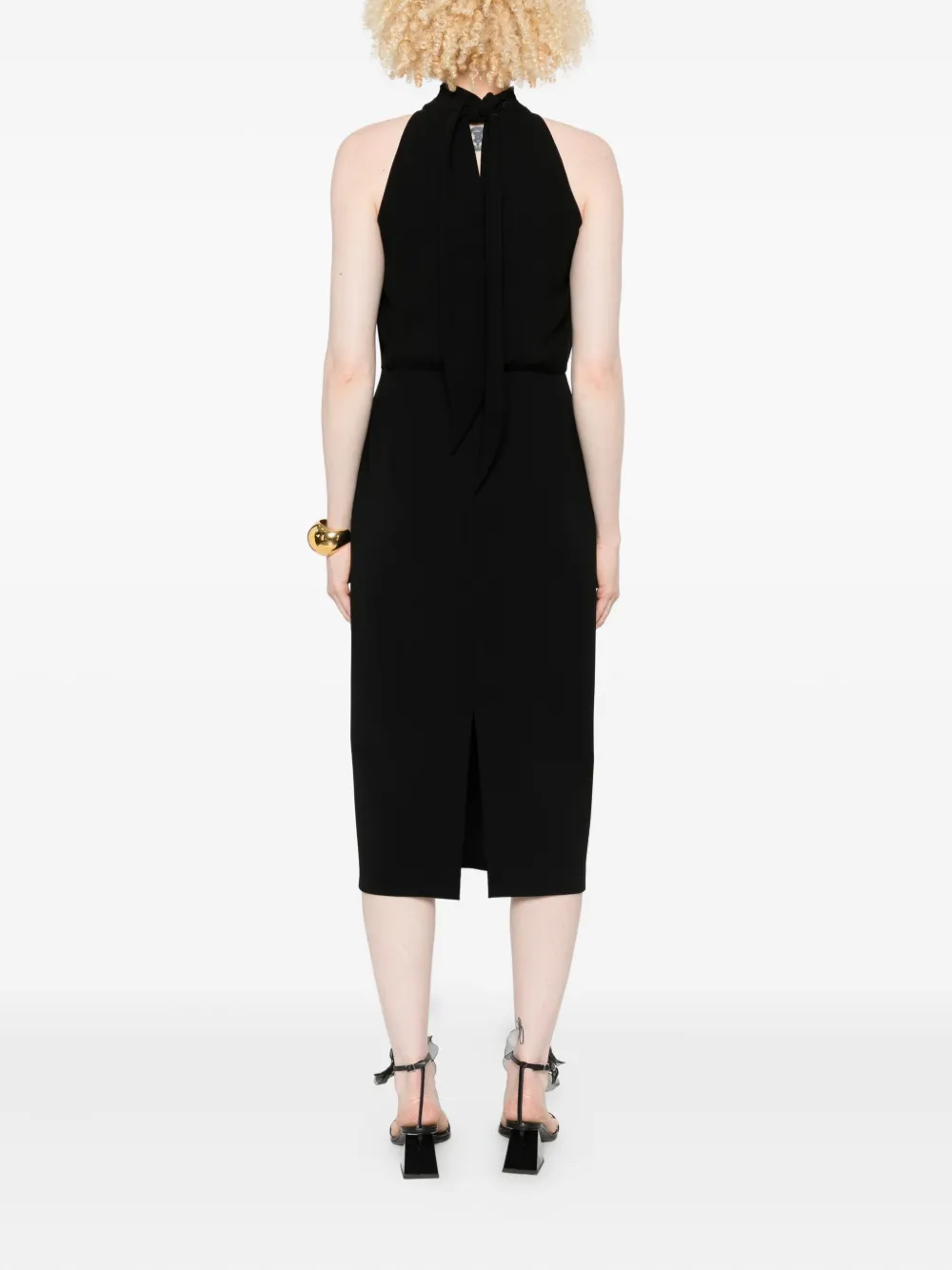 Max Mara halterneck sheath midi dress Zwart