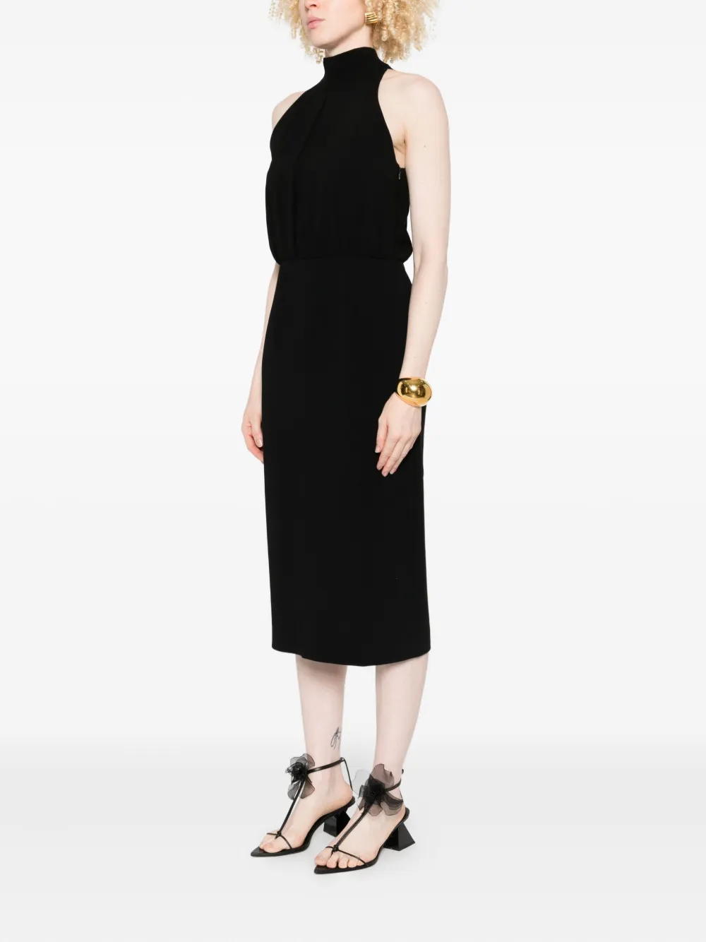 Max Mara halterneck sheath midi dress Zwart