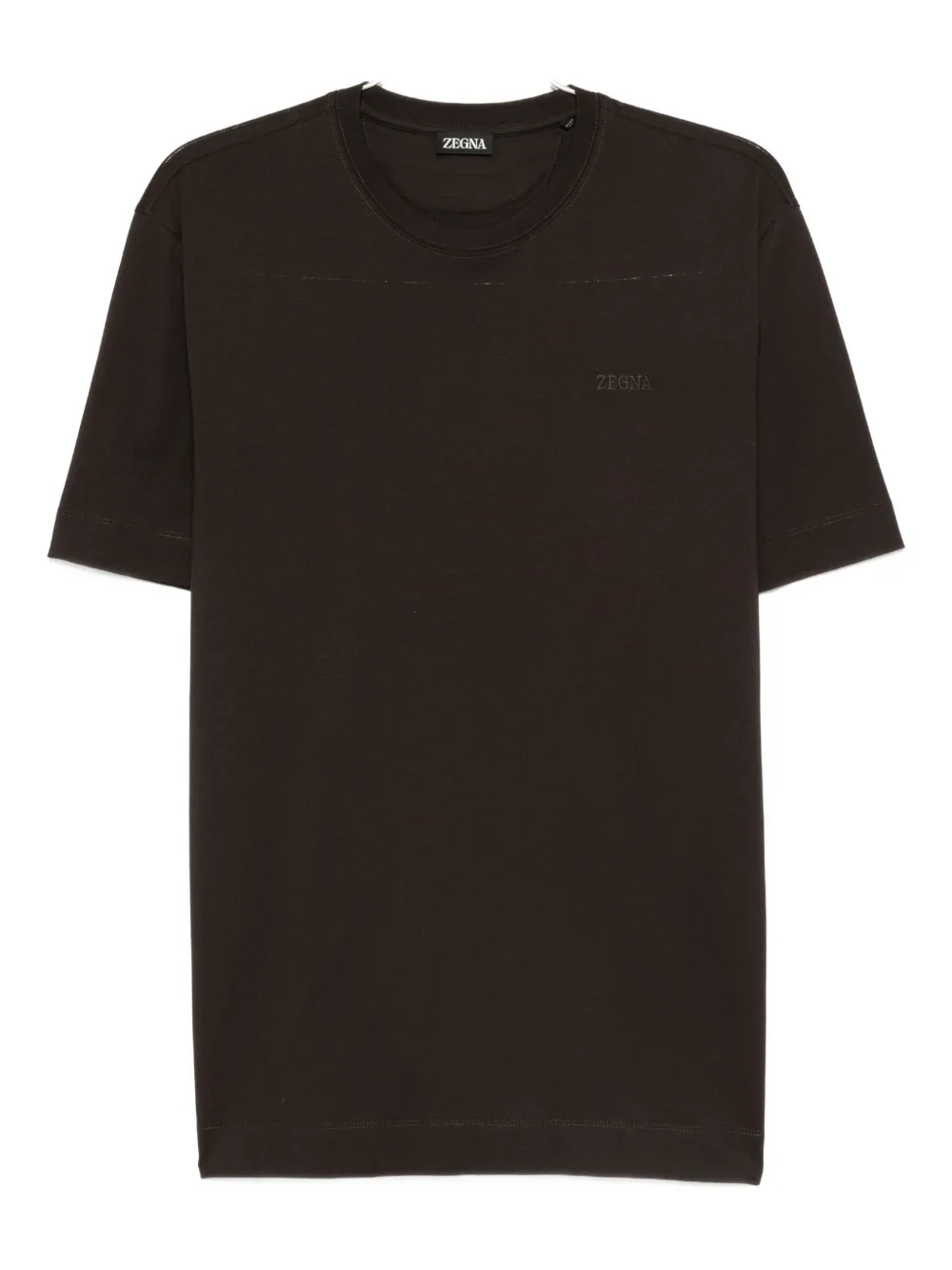 Zegna Embroidered Logo Polo Shirt In Brown