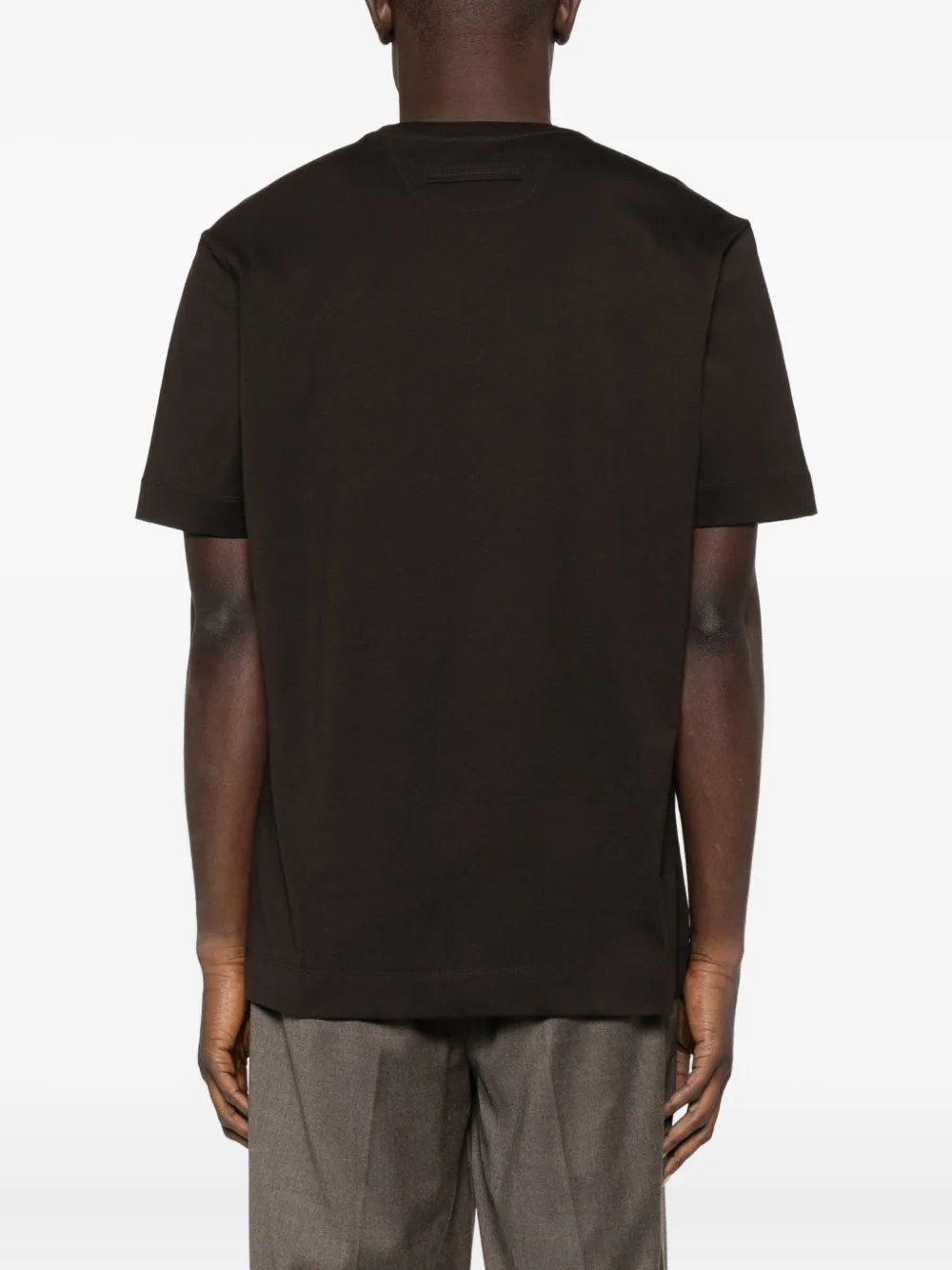 Zegna Embroidered Logo Polo Shirt In Brown