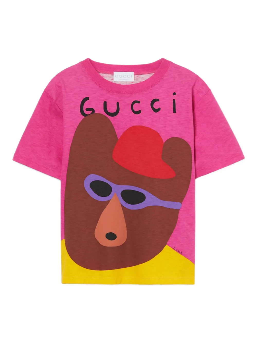 Gucci Kids x Euan Roberts bear-print cotton T-shirt Roze