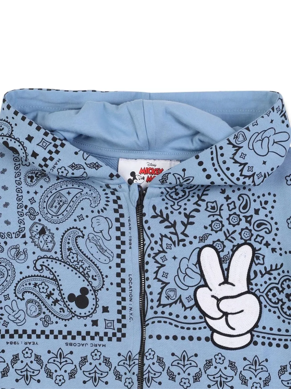 Marc Jacobs X Mickey Mouse Paisley-print Zip-up Hoodie In Blue