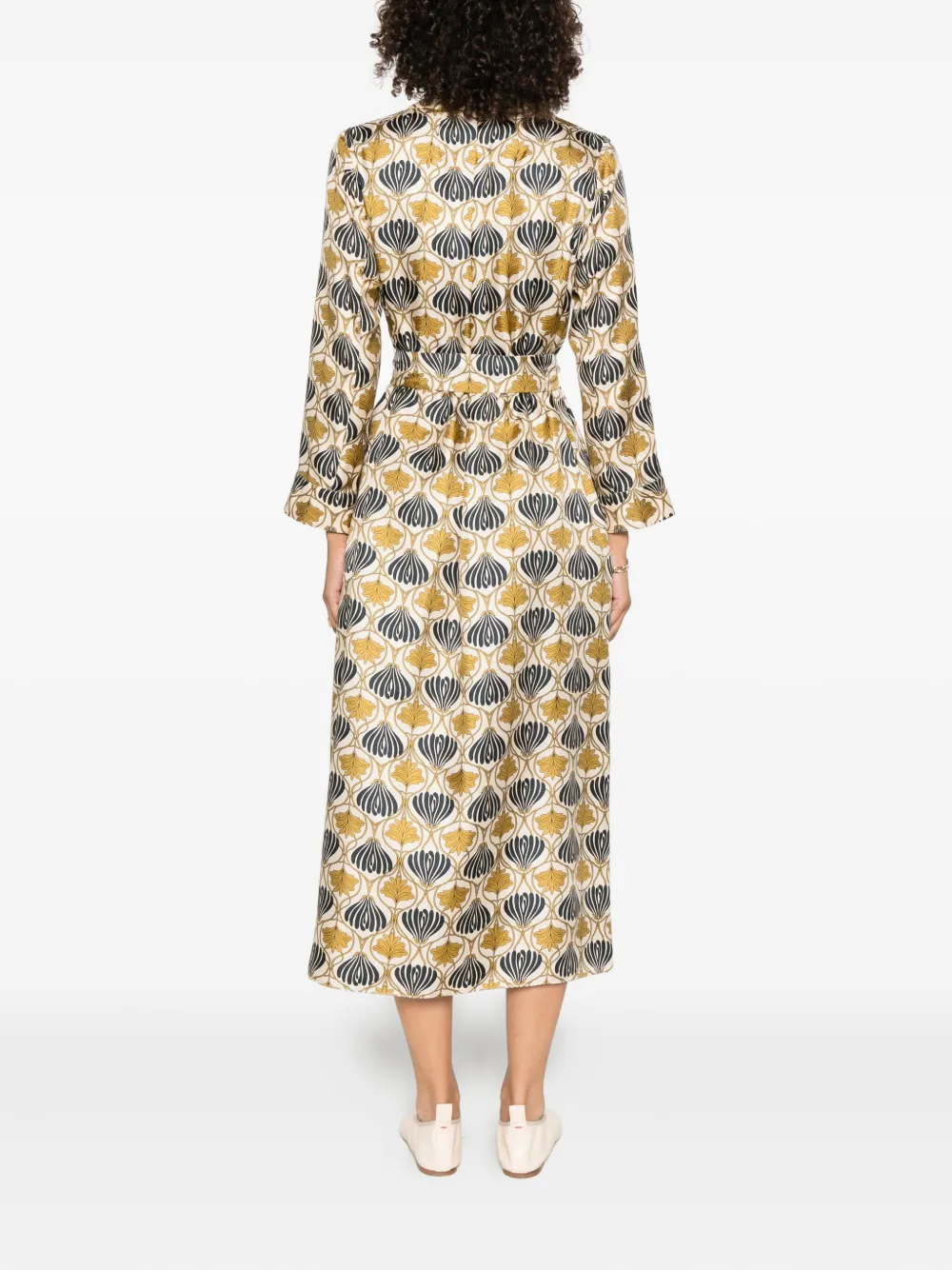 Max Mara Zijden jurk met ceintuur Beige