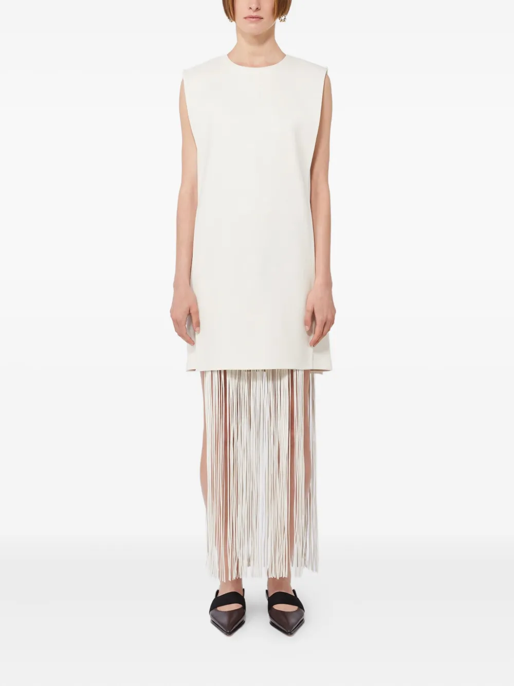 Sportmax fringed sleeveless dress Wit