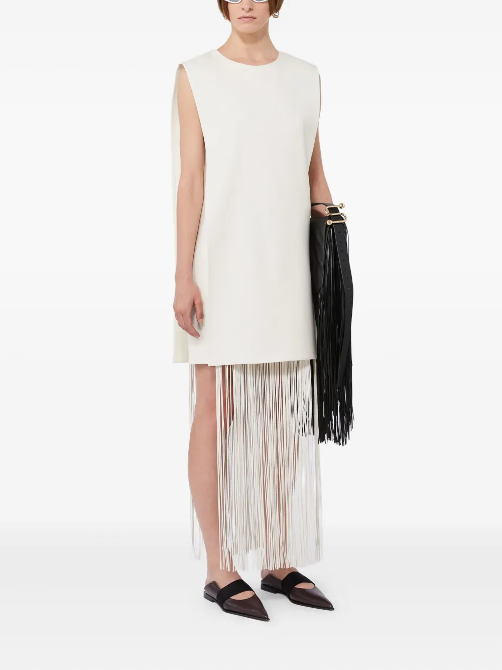 Sportmax fringed sleeveless dress Wit