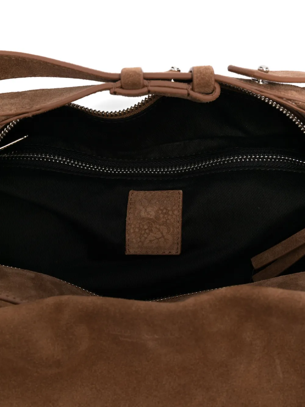 Federico Cina Tortellino Suede Shoulder Bag In Brown