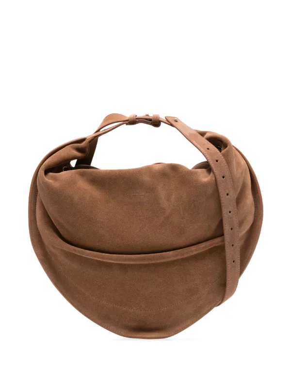 FEDERICO CINA Bolso De Hombro Tortellino Drapeado De Ante Marrón