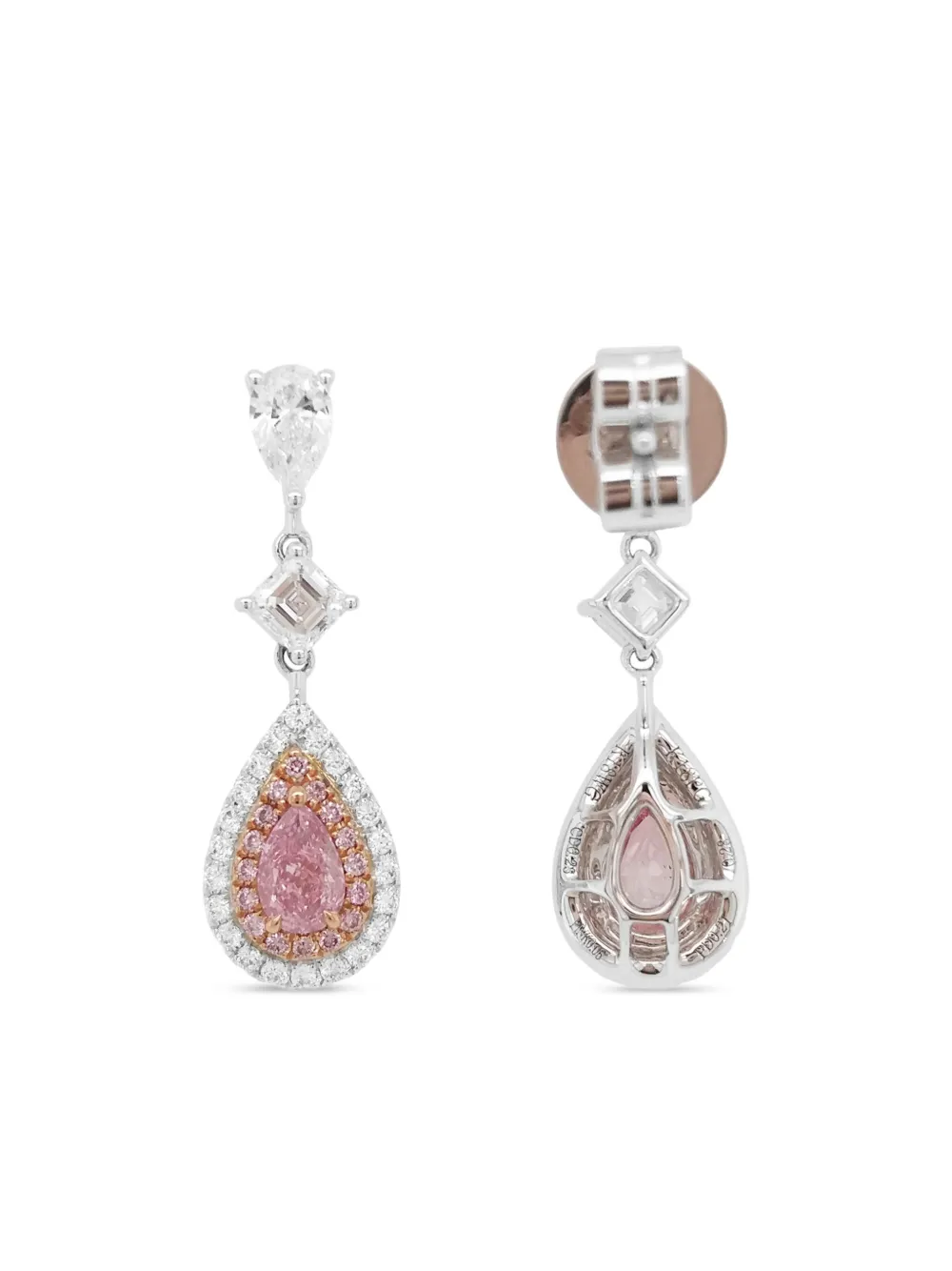 18K white gold pink diamond earrings