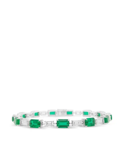 HYT Jewelry 18K white gold emerald and diamond tennis bracelet
