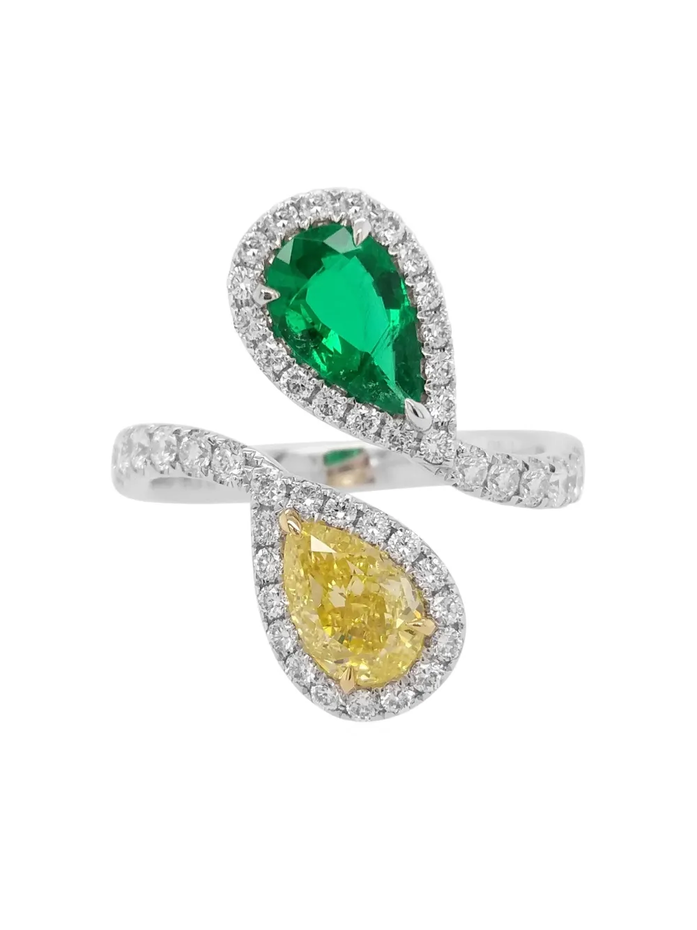 HYT Jewelry 18K white gold emerald and diamond ring - シルバートーン HYT Jewelry 18K white gold emerald and diamond ring - シルバートーン