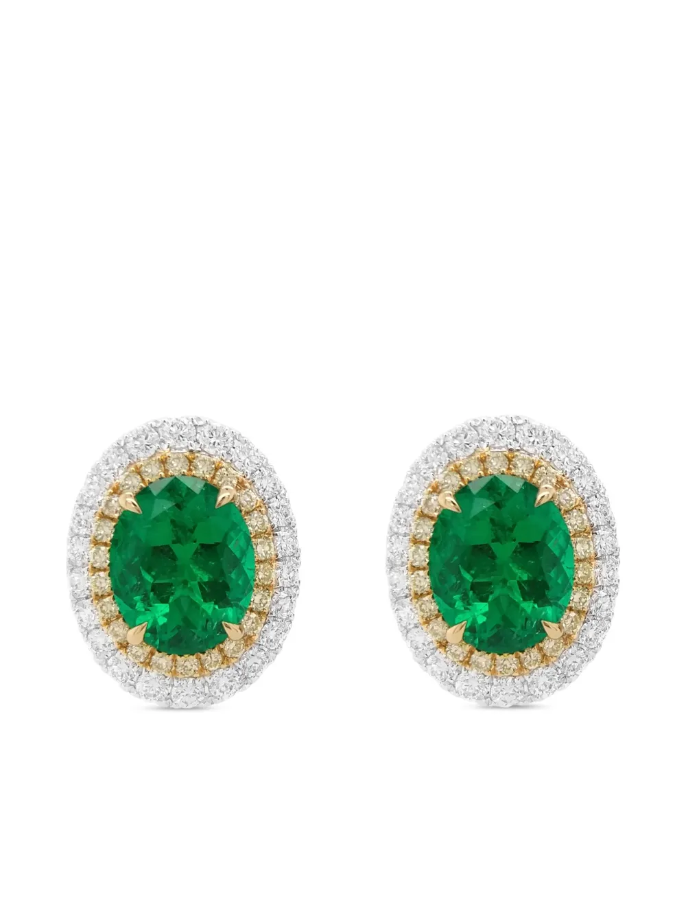 18K white gold emerald and diamond earrings