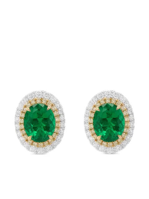 HYT Jewelry 18K white gold emerald and diamond earrings