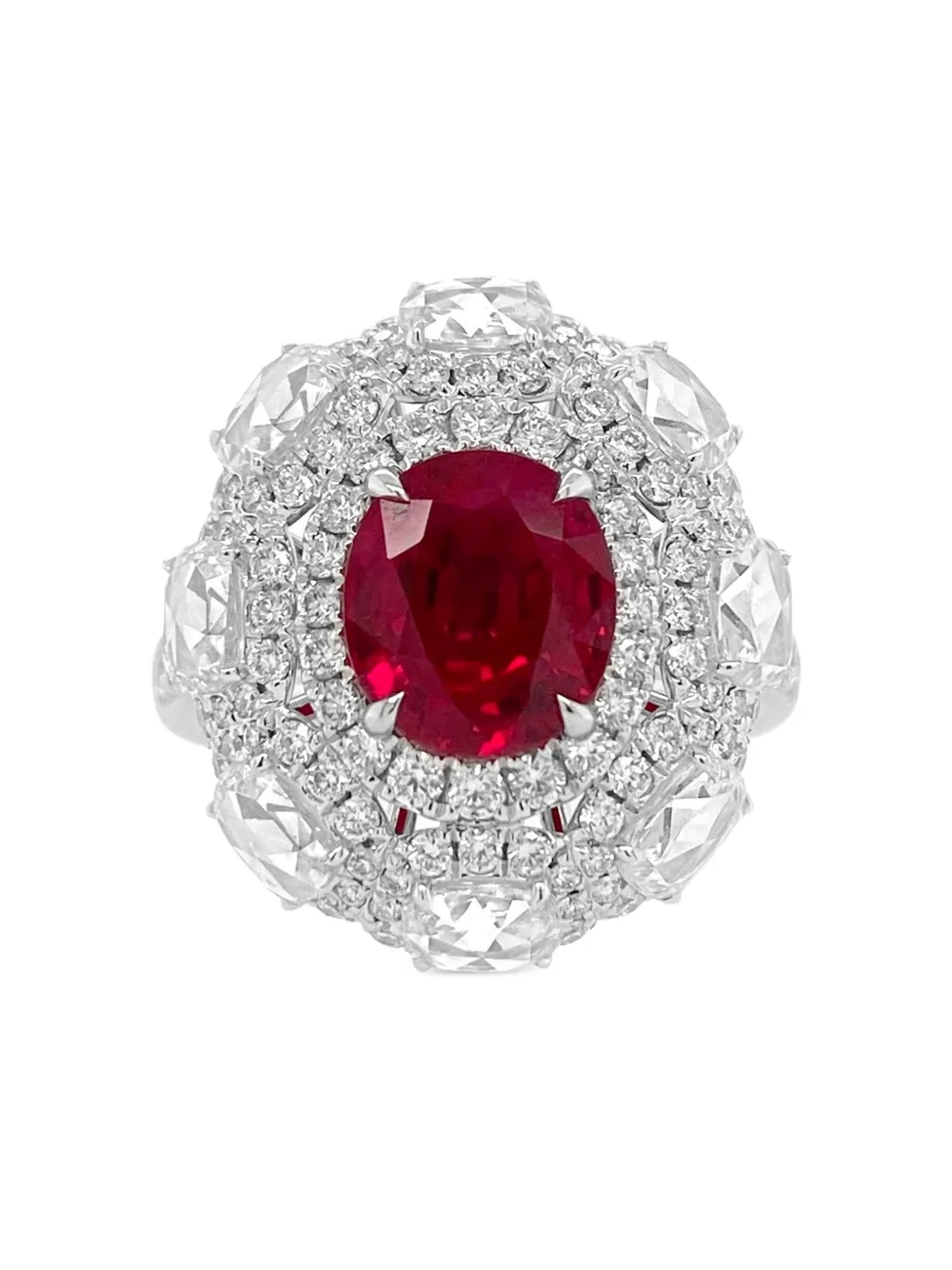 HYT Jewelry ダイヤモンド&ルビー リング 18Kホワイトゴールド - シルバートーン HYT Jewelry ダイヤモンド&ルビー リング 18Kホワイトゴールド - シルバートーン