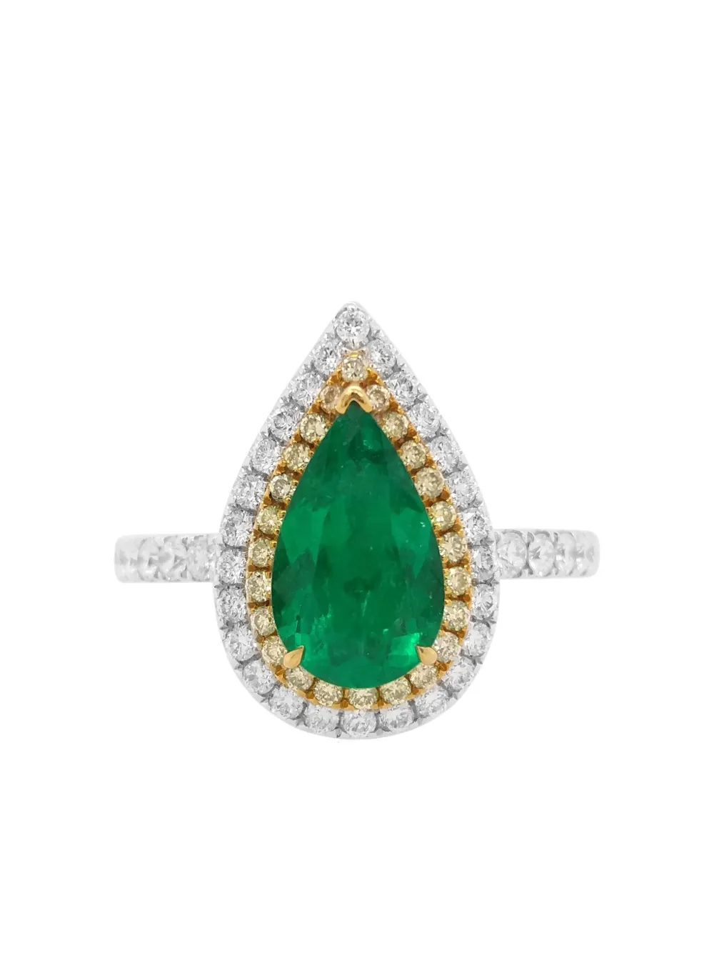 HYT Jewelry 18K white gold pear-emerald and diamond ring - シルバートーン HYT Jewelry 18K white gold pear-emerald and diamond ring - シルバートーン