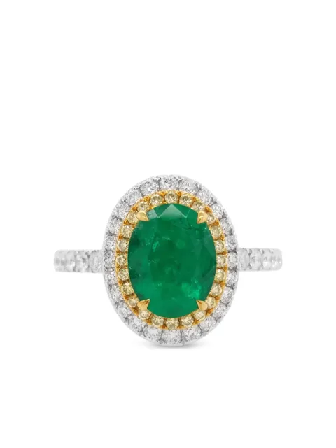 HYT Jewelry 18K white gold emerald and diamond ring