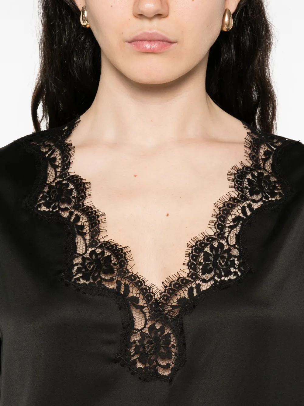 ERMANNO FIRENZE Blouse met kanten detail Zwart