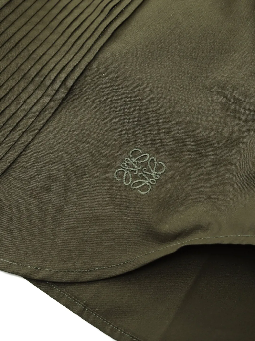 Pre-owned Loewe 2020s Anagram-embroidered Pleated Shirt In Green