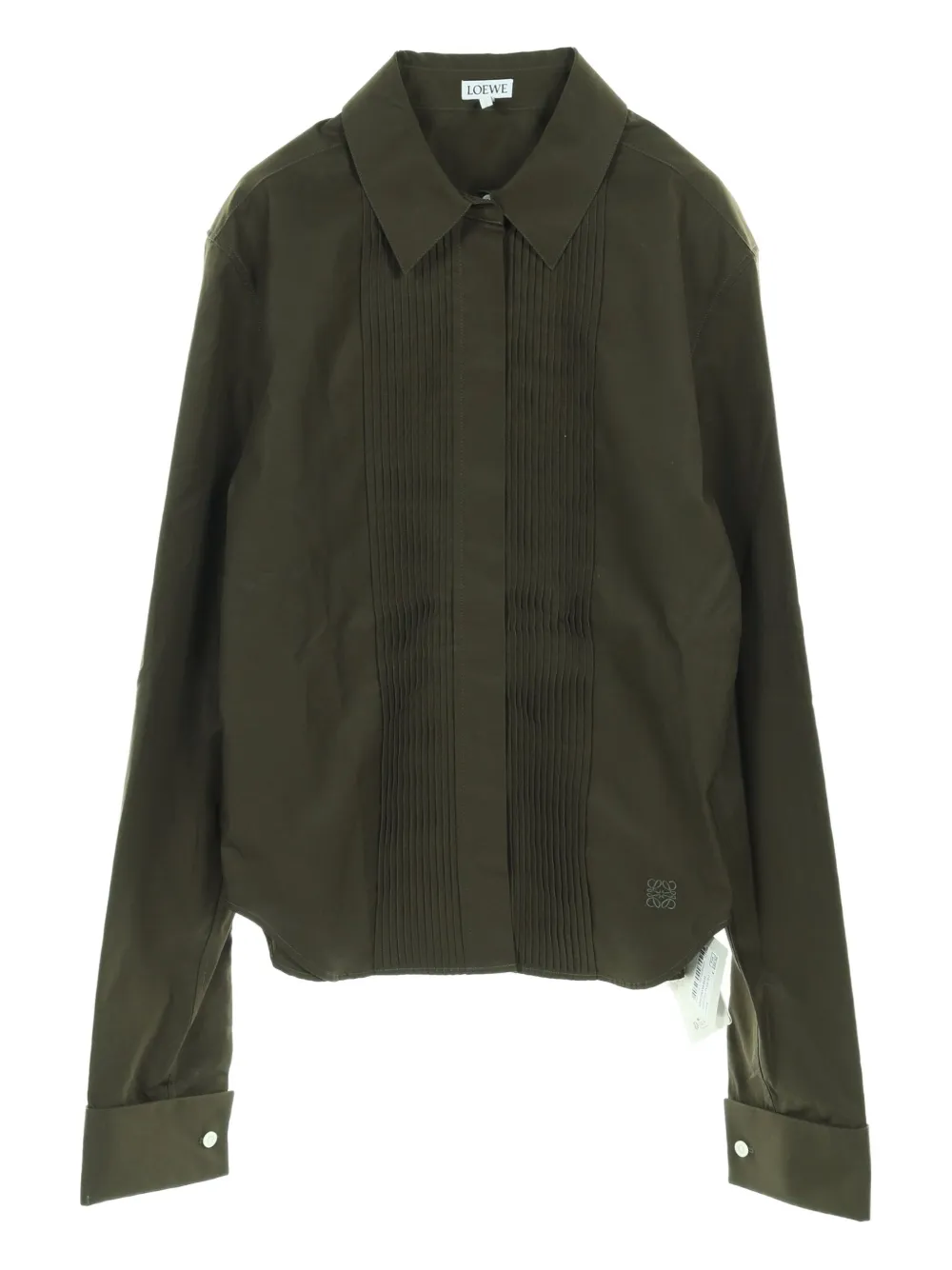 Pre-owned Loewe 2020s Anagram-embroidered Pleated Shirt In Green