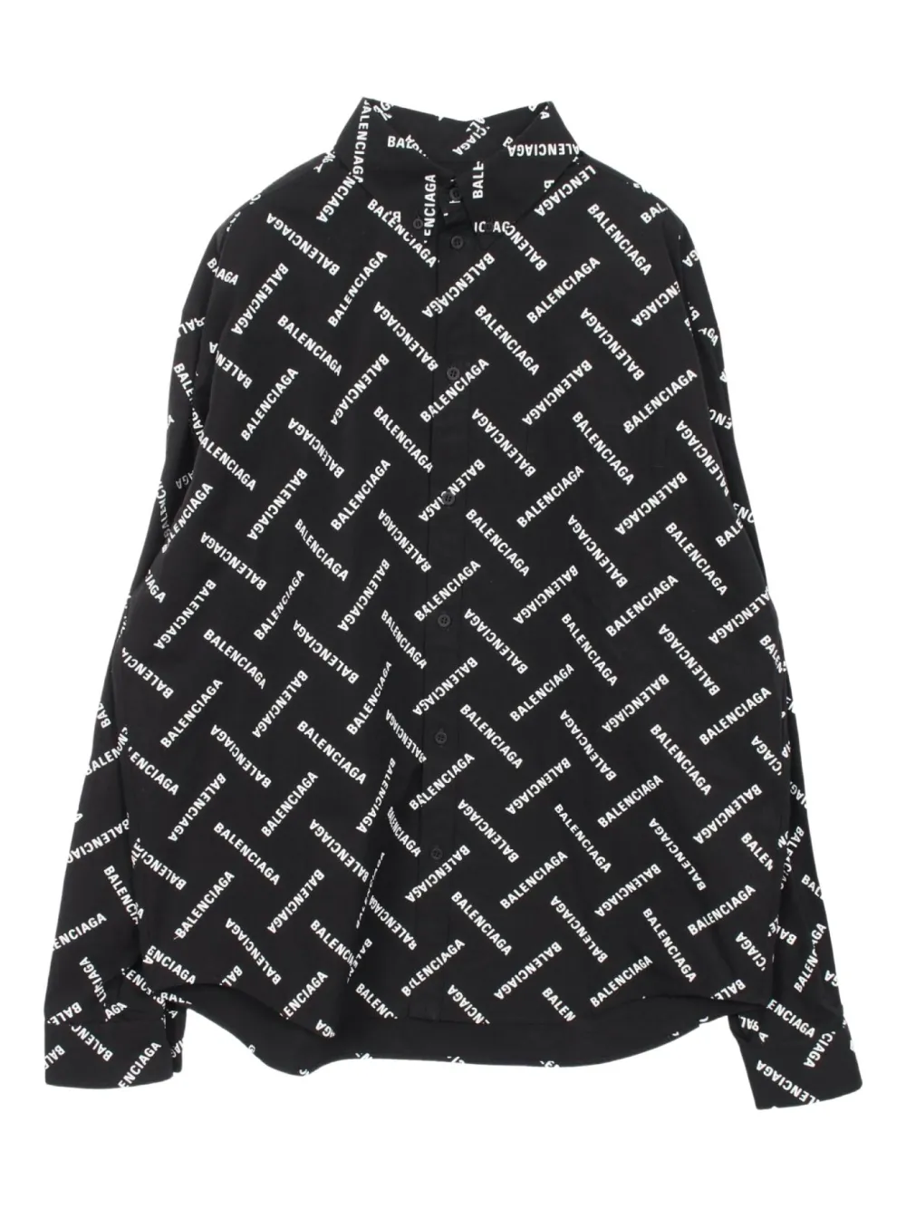 Balenciaga Pre-Owned 2023 ロゴパターン シャツ - ブラック Balenciaga Pre-Owned 2023 ロゴパターン シャツ - ブラック