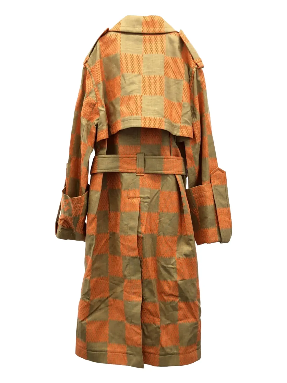 Pre-owned Louis Vuitton 2010s Check-pattern Coat In Orange