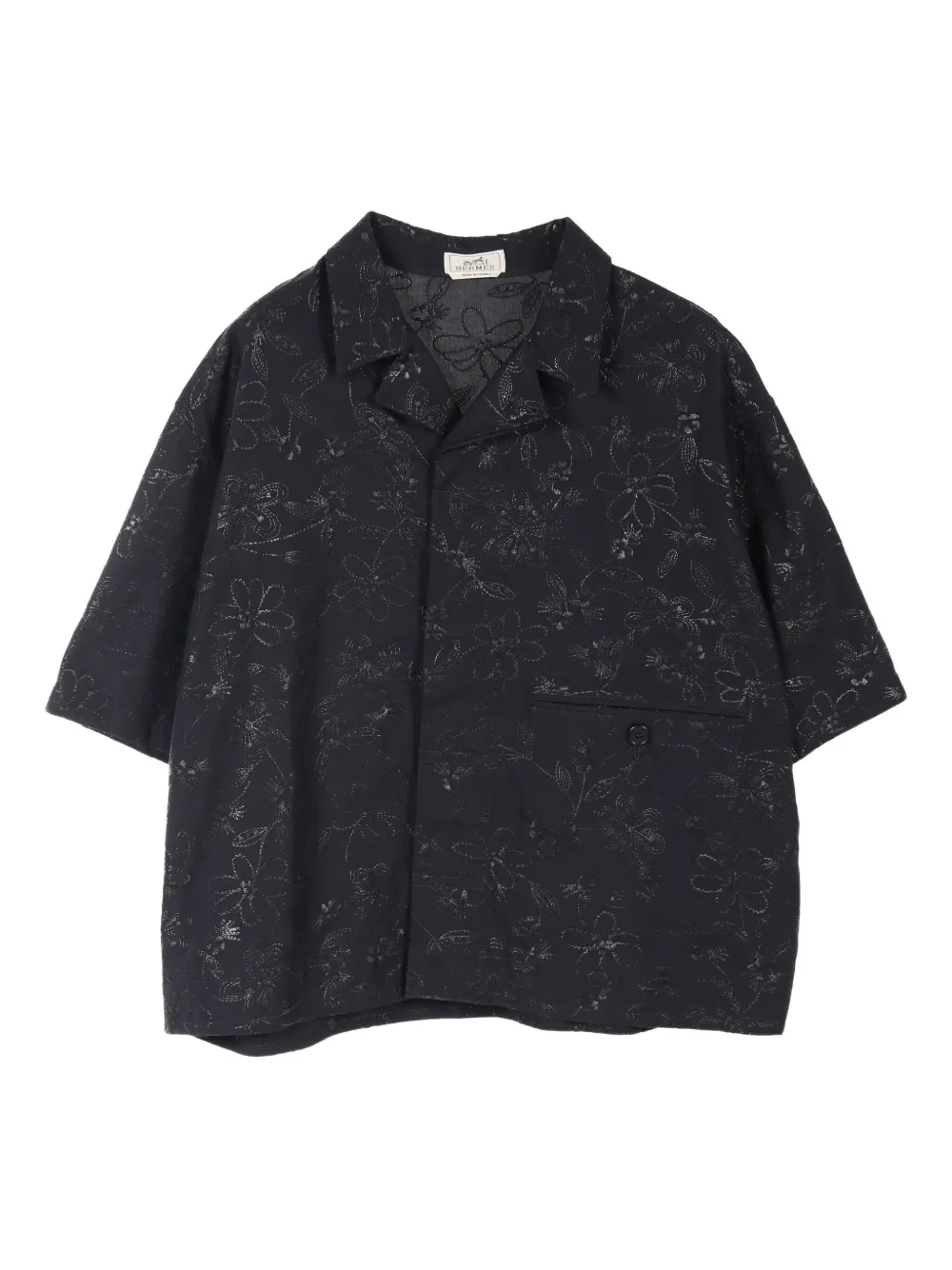 2020s flower-embroidery short-sleeve shirt