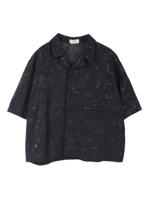 Hermès Pre-Owned 2020s flower-embroidery short-sleeve shirt