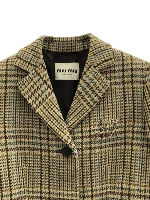 Miu Miu Pre-Owned 2010 Wool Plaid Coat | Brown | FARFETCH
