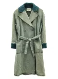 CHANEL Pre-Owned 2000s denim tweed-cuff coat - Blue