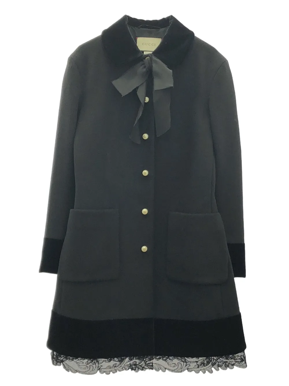 2000s velvet-finish bow coat