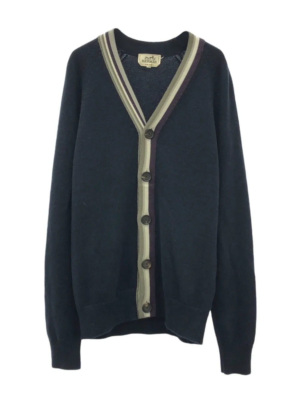 2010 stripe-trim cardigan