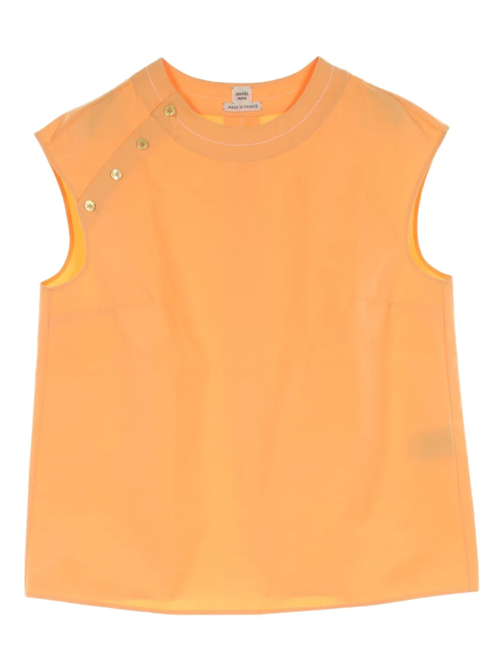 Hermès Pre-Owned 10s Cotton Sleeveless Button Top | Orange | Image 1