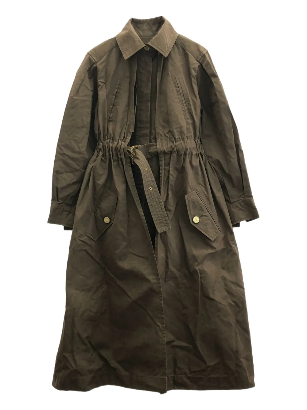 CHANEL Pre-Owned 1986-1988 cotton belted coat | Brown | Image 1