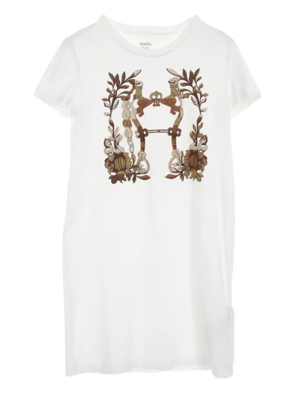 hermes t shirt dress Hermès Pre-Owned 2010s Della Cavalleria T-shirt Dress | White