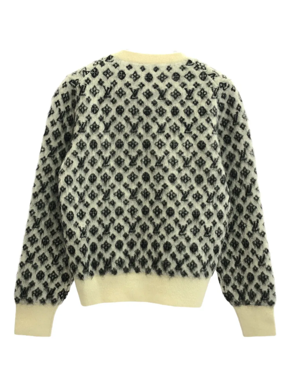 Pre-owned Louis Vuitton 2010s Monogram Wool Sweater In Gray