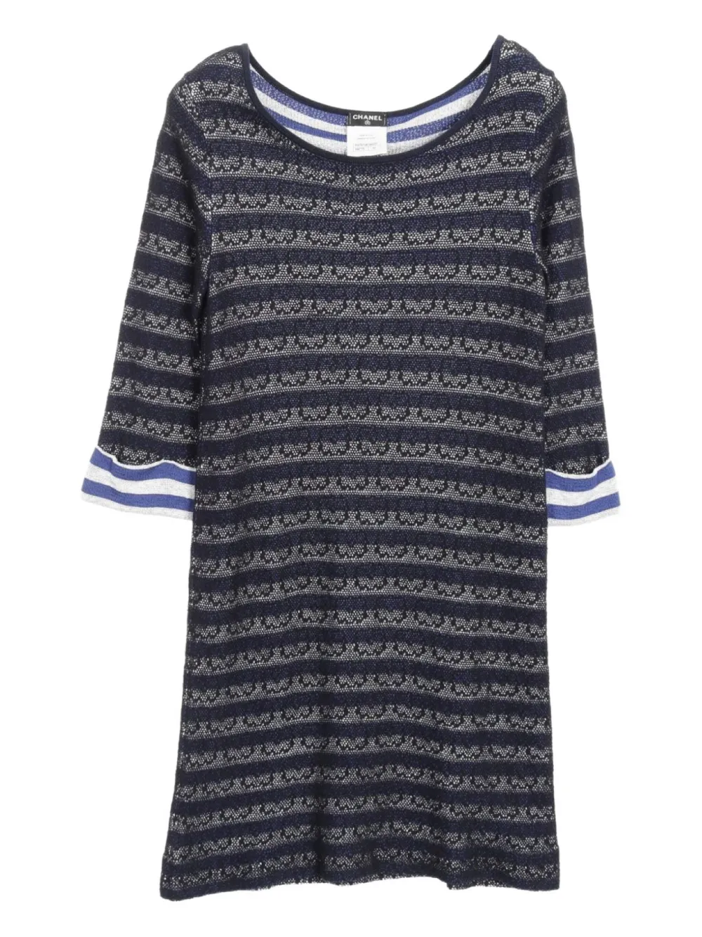 CHANEL Pre-Owned 1986-1988 gestreepte midi-jurk - Zwart