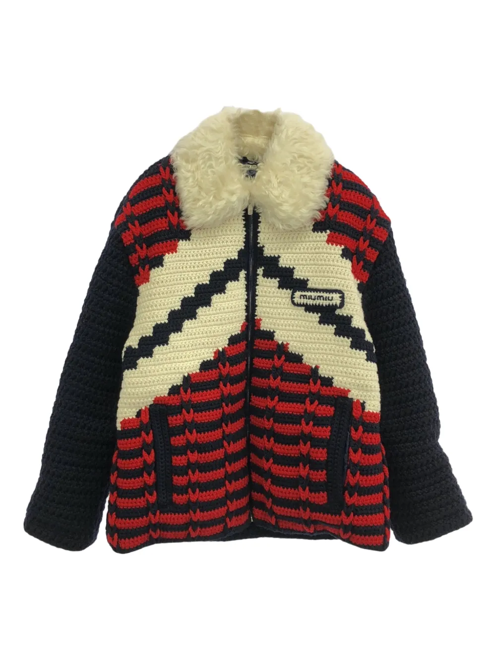 Pre-owned Miu Miu 2010 Crochet-knit Jacket In Black