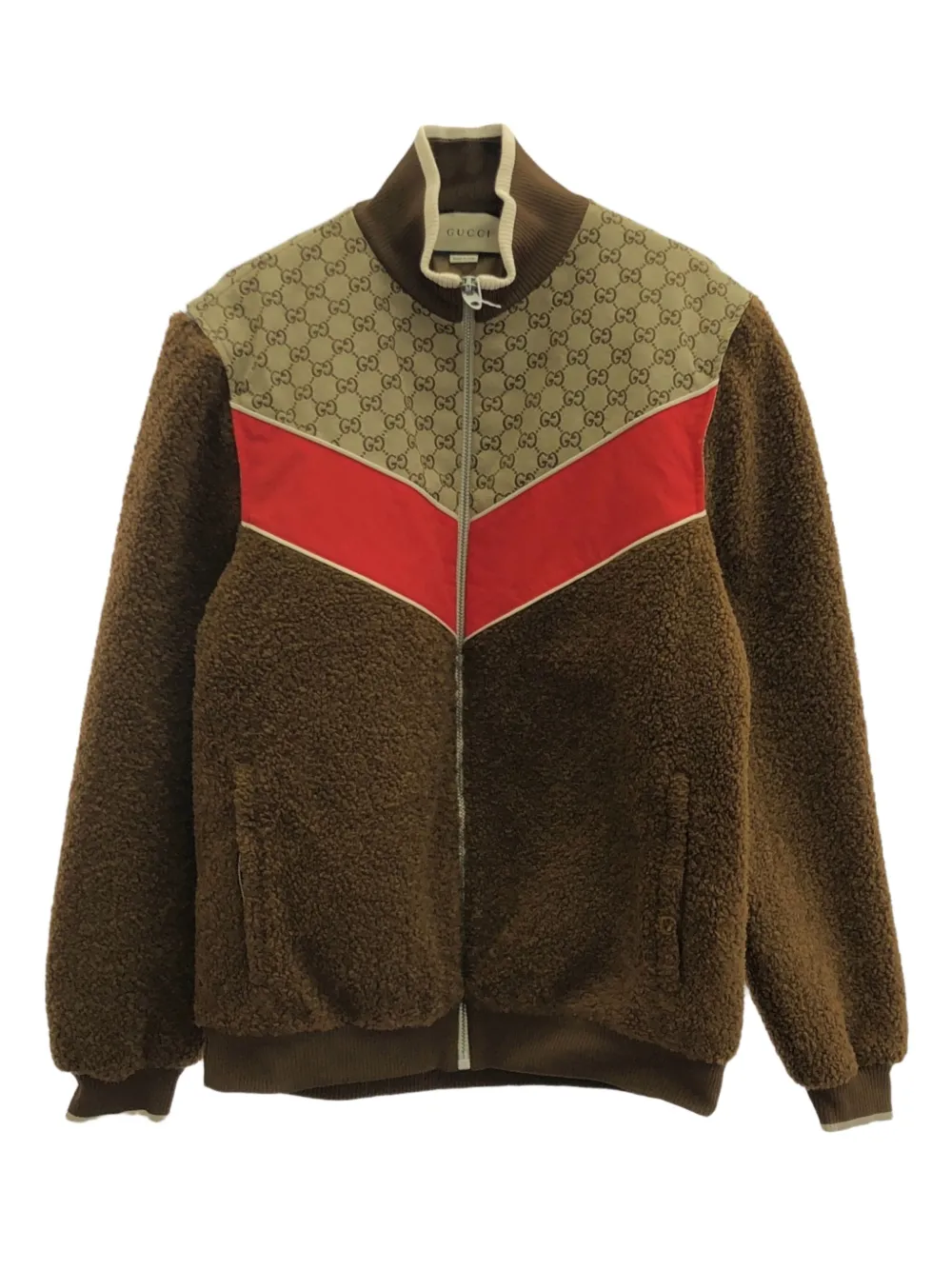 2010s GG-pattern fleece-panelled jacket