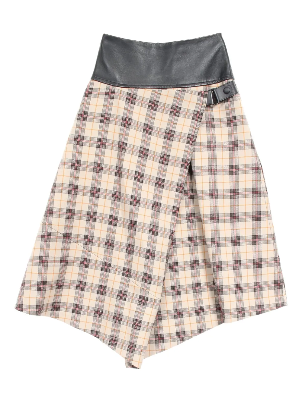 Pre-owned Louis Vuitton 2010s Checked Wool-blend Skirt In Neutral