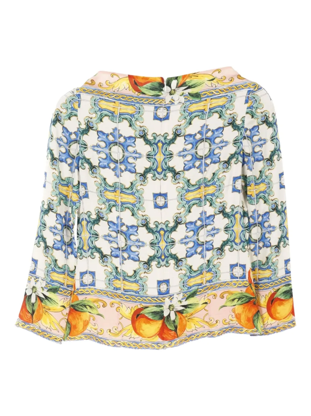 Pre-owned Dolce & Gabbana 2010s Mallorca-print Silk Blouse In Neutral