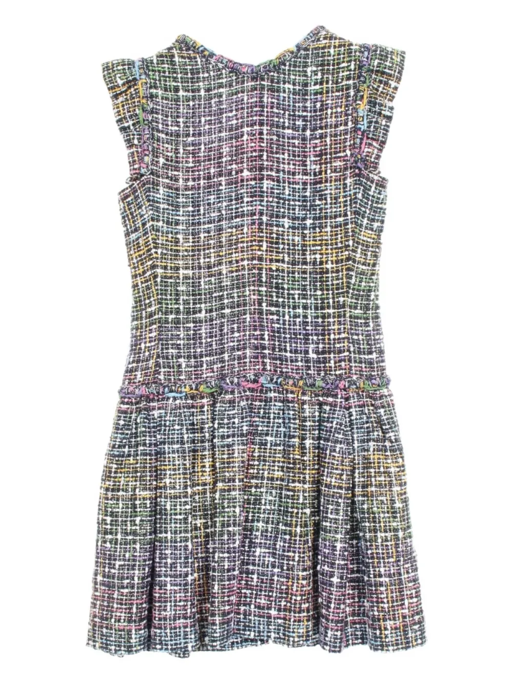 CHANEL Pre-Owned 1986-1988 tweed jurk met ruchemouwen - Zwart
