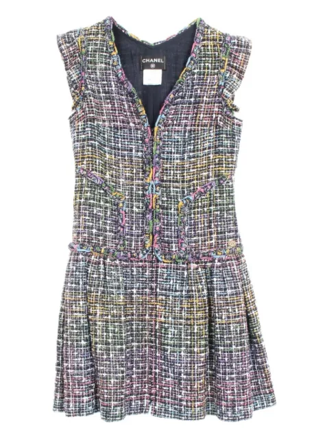CHANEL Pre-Owned 1986-1988 tweed ruffled sleeves dress