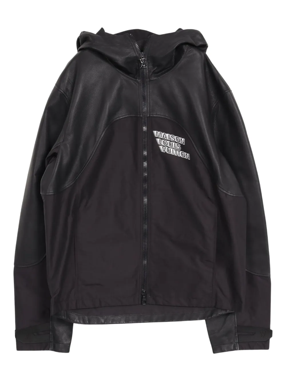 Louis Vuitton Pre-Owned 2010 leather hooded jacket | Black | Image 1