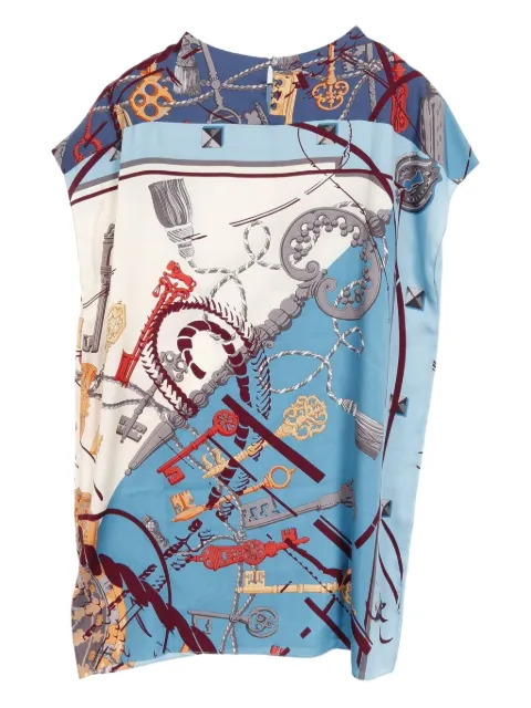 Hermès Pre-Owned vestido estilo playera de seda Les Cles 2010