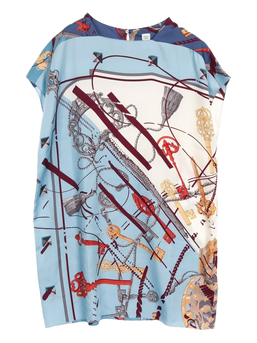 Hermès Pre-Owned 2010s Les Cles zijden T-shirtjurk - Blauw