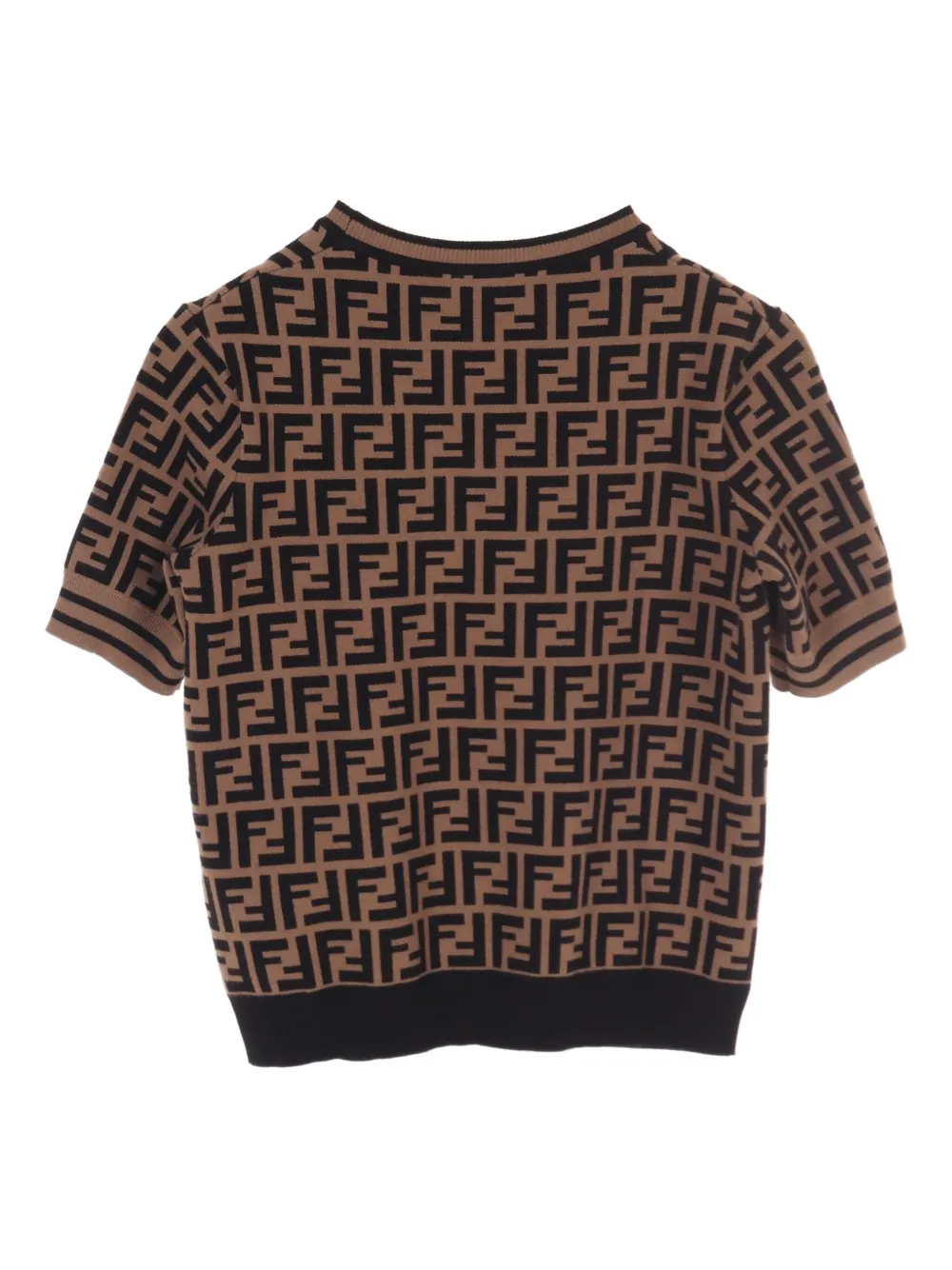 Pre-owned Fendi 2010s Zucca-knit Top In Brown