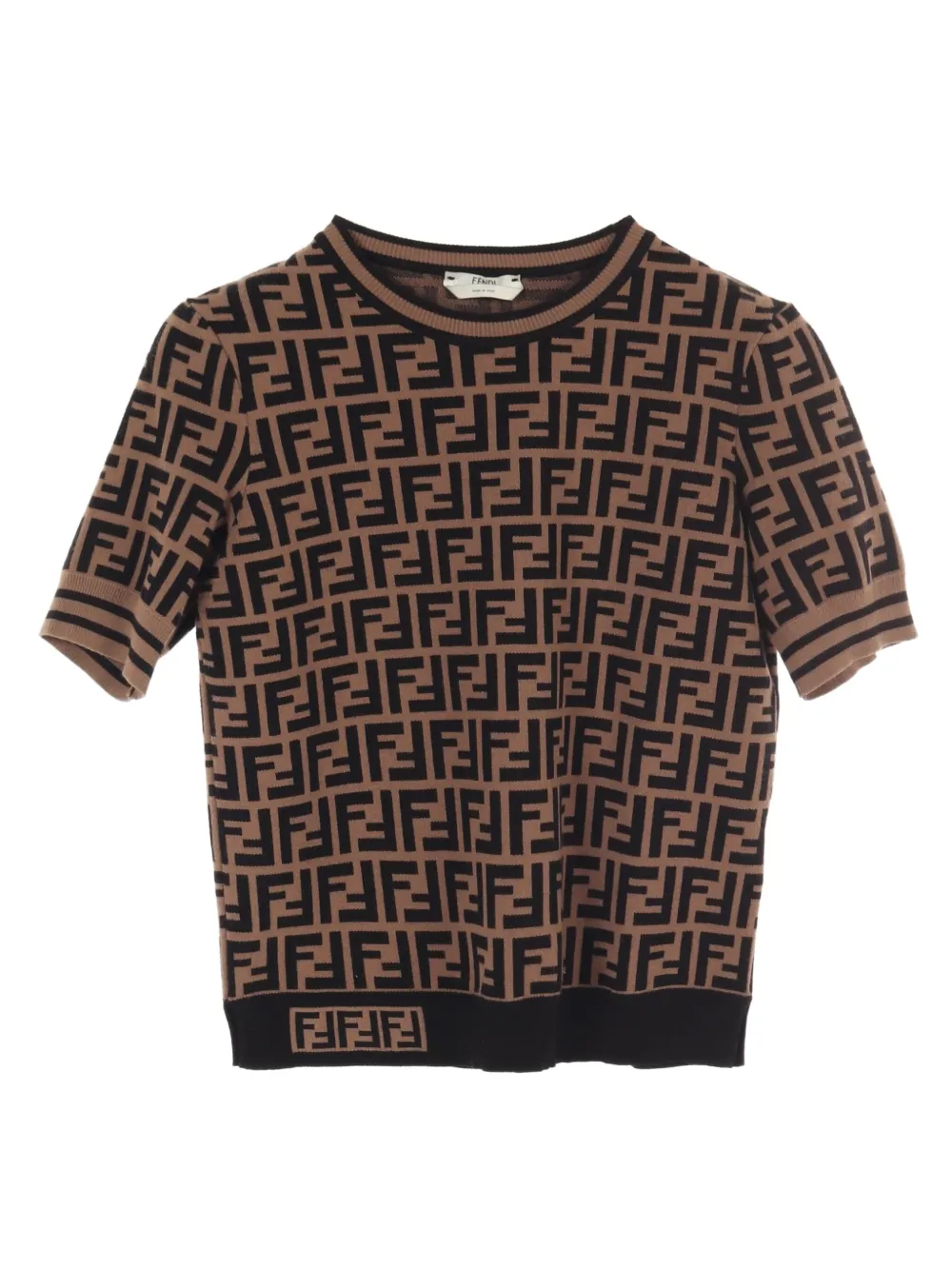 Pre-owned Fendi 2010s Zucca-knit Top In Brown