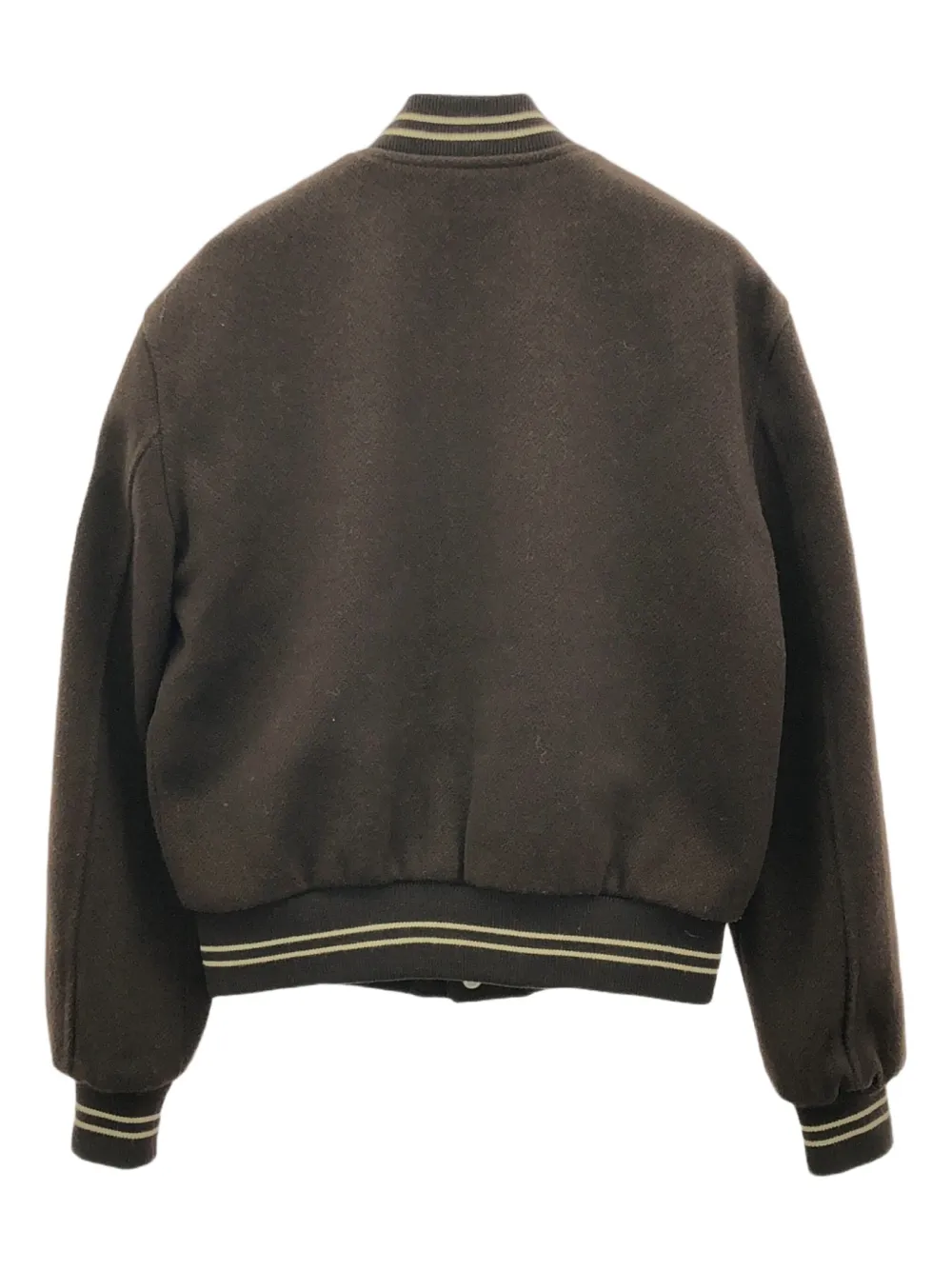 Pre-owned Celine 2010s Logo-embroidered Wool Bomber Jacket In Brown