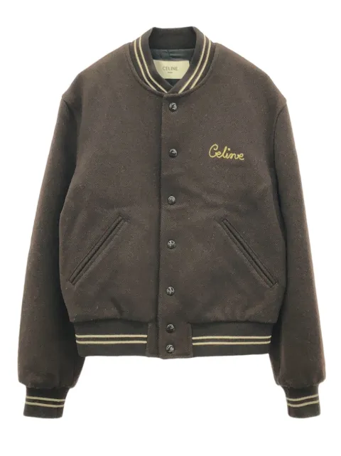 Céline Pre-Owned 2010s logo-embroidered wool bomber jacket